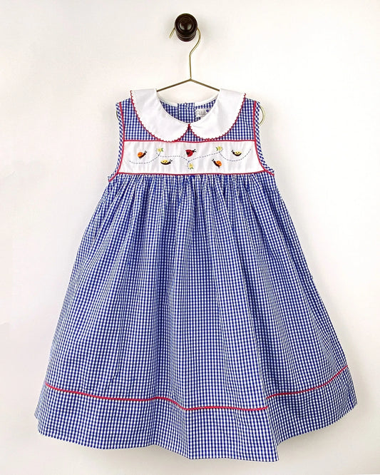 Blue Check Ladybug Sundress