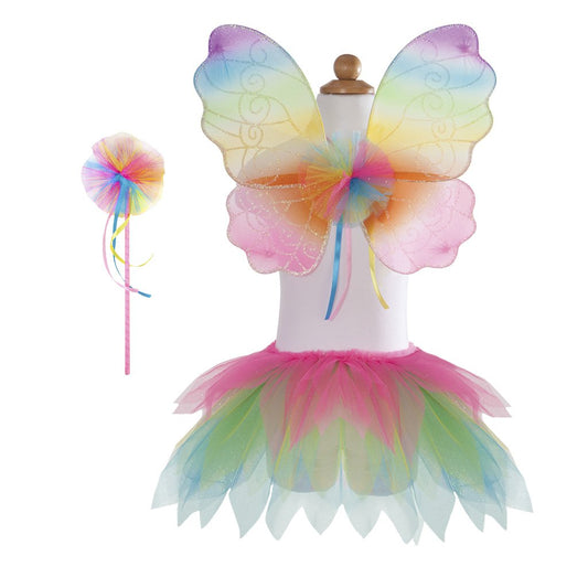 Neon Rainbow Skirt, Wings, and Wand Set