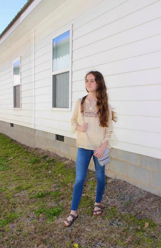 Fringed Tan Top