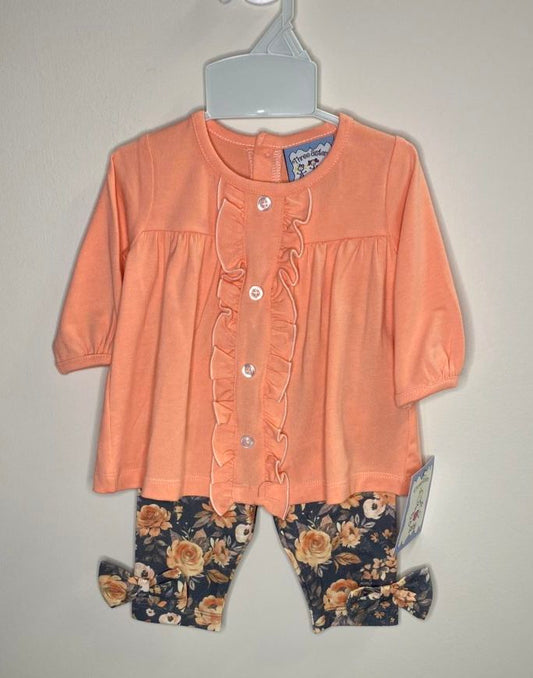 Peach Ruffle Top/Fall Floral Legging