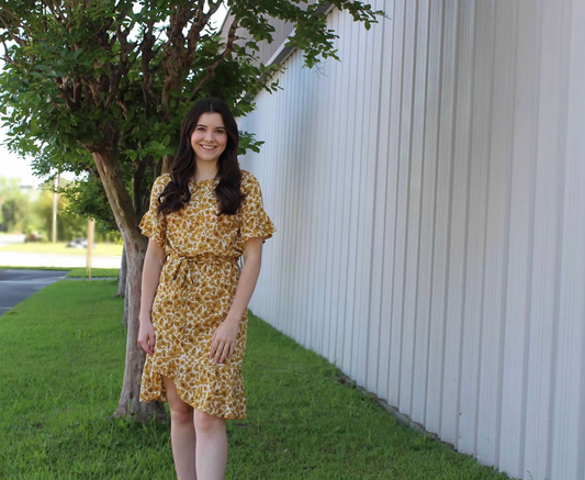 Golden Floral Dress