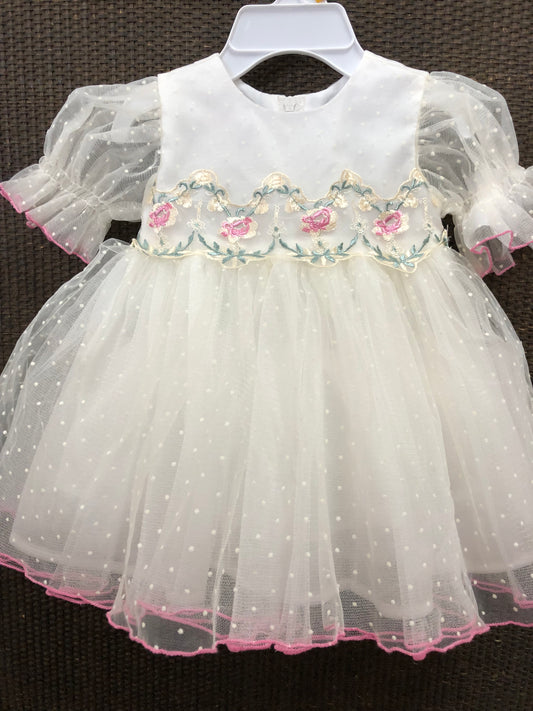 Ivory With Pink Floral Design