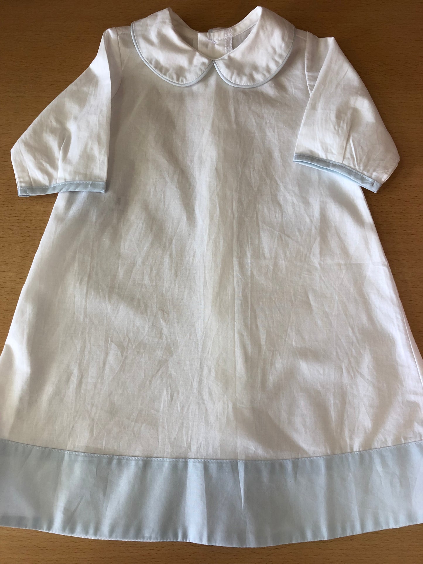 White Daygown W/Blue Trim