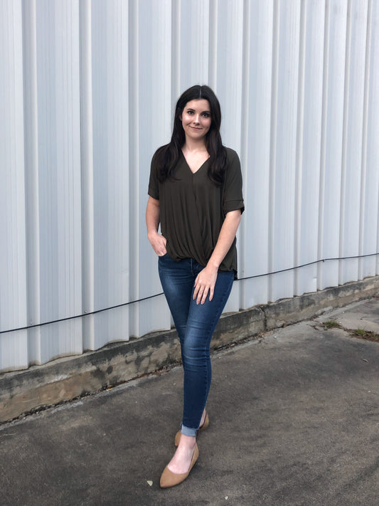 Dark Olive Twisted Top