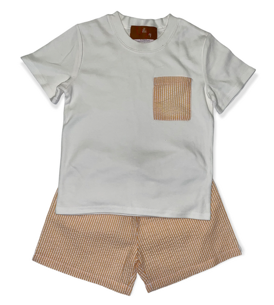 Orange Stripe Short Set