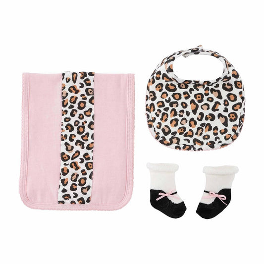 Leopard Burp, Bib, and Sock Set
