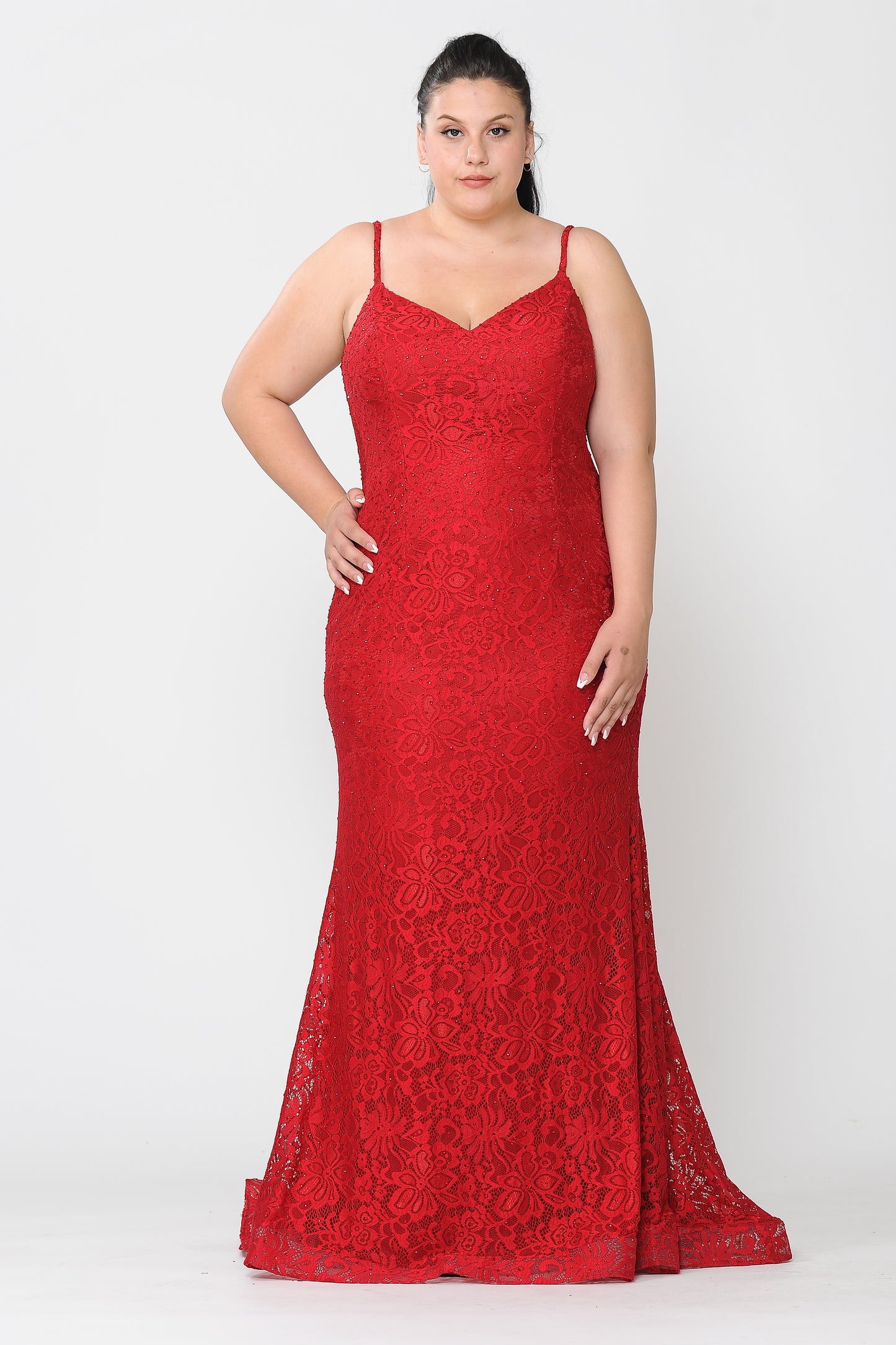 Red Lace Plus Gown