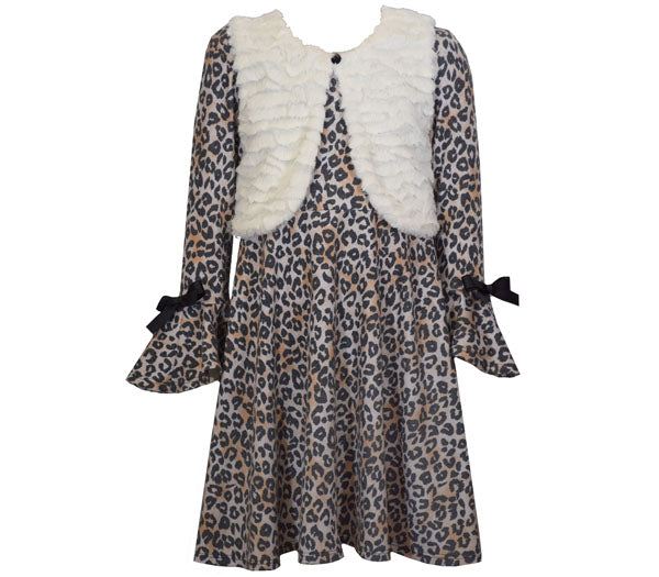 Grey Leopard Print Dress W/Vest