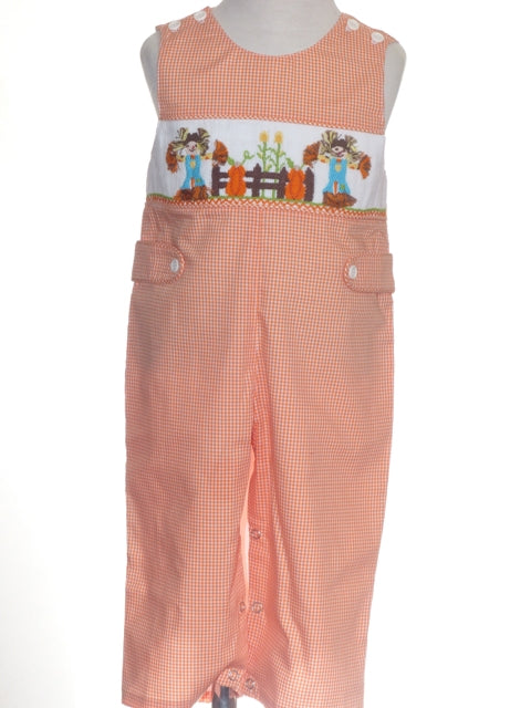 Orange Check Scarecrow Smocked Longall