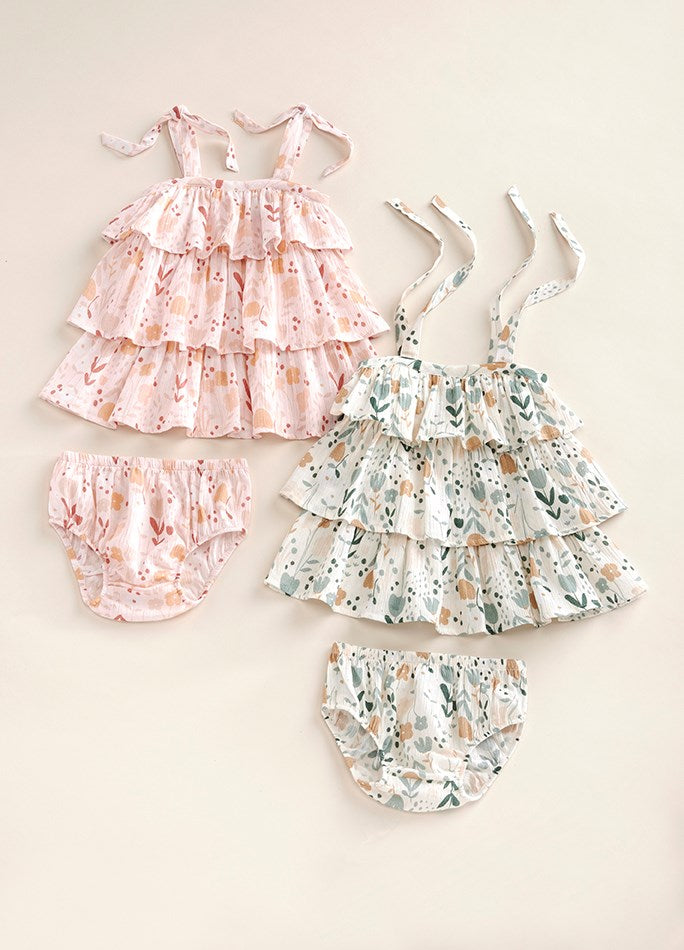 Floral Garden Infant Tiered Ruffle Dress Set