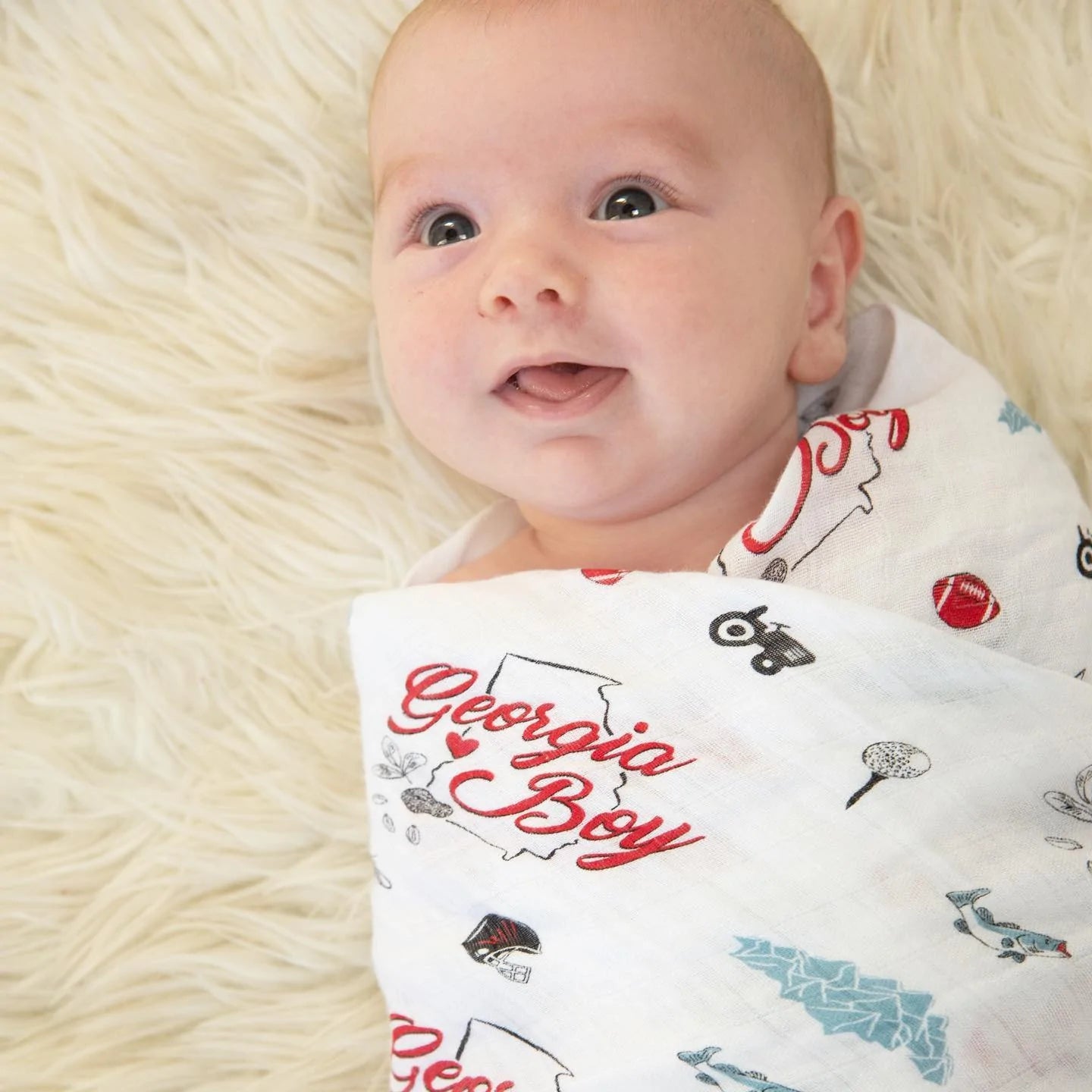 Georgia Boy Baby Muslin Swaddle Blanket