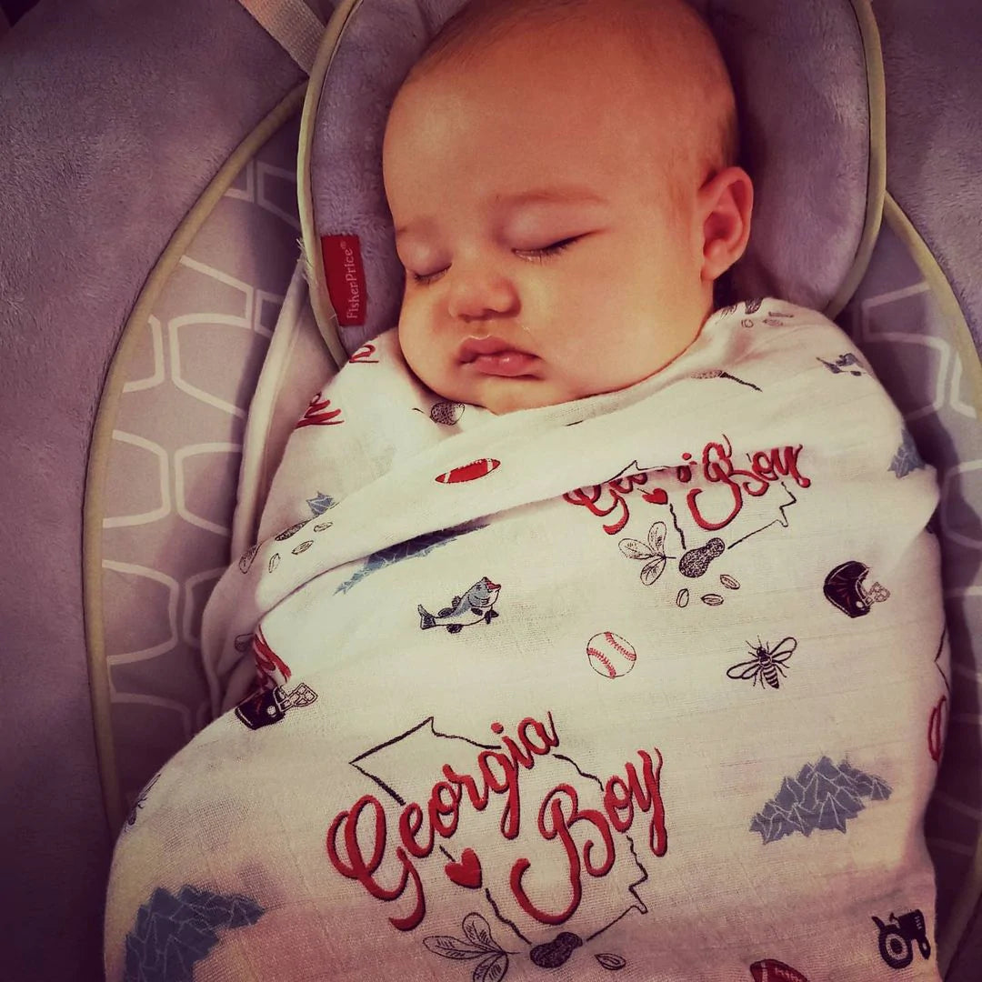 Georgia Boy Baby Muslin Swaddle Blanket