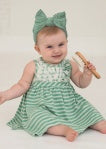 Green Stripe & Lace Knit Dress
