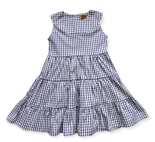 Blue Windowpane Tiered Dress