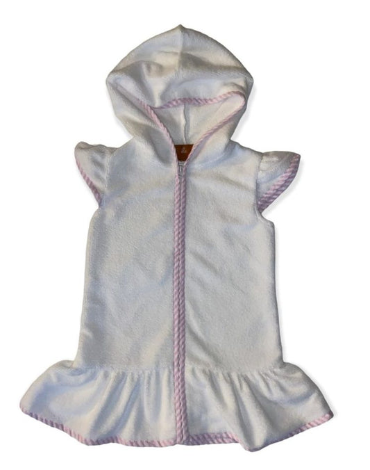 White W/Pink Trim Coverup