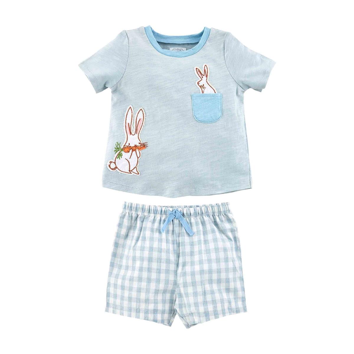 Bailey Boys Blue Toddler Little Bunny Hare Shorts Set