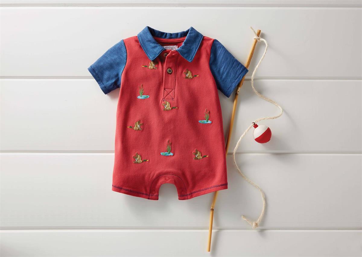 Red Duck Embroidered Shortall